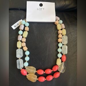 LOFT Multicolor Double-Strand Beaded Necklace - Red, Aqua, Yellow & Beige